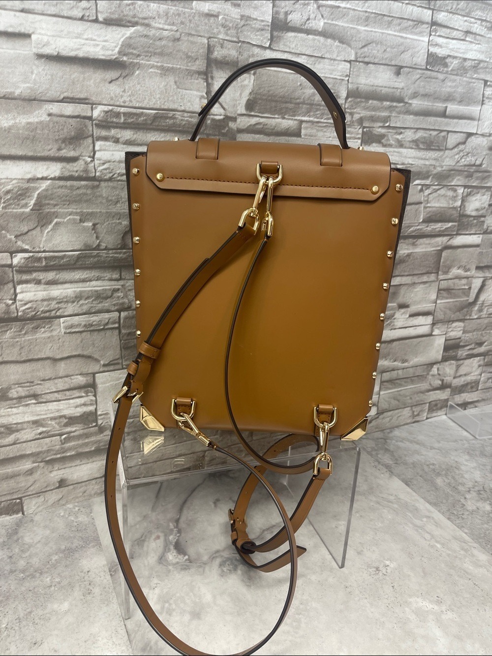 Michael Kors Manhattan Backpack Satchel & Matching Wallet Brown MK Logo - Picture 5 of 15